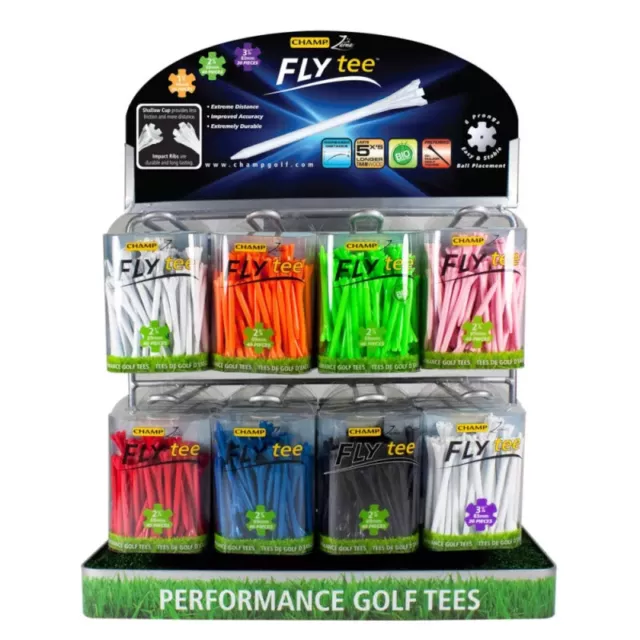 Champ Zarma Fly Tee - 2¾" (69mm) - 30 Pack - All Colours Biodegradeable Golf Te