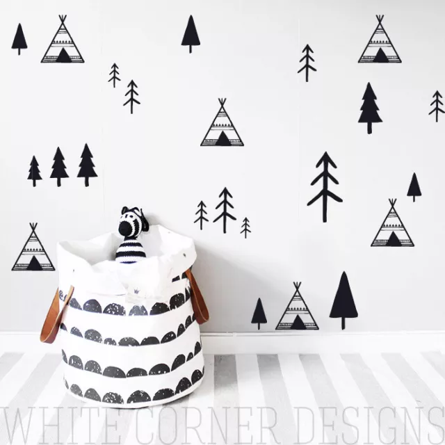 Camping Wall Decals - Teepee Wall Decal,Tree Wall Decal , Nursery Decor ga62