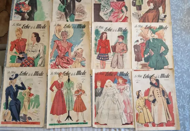 12  Anciens numéros de la revue LE PETIT ECHO DE LA MODE de 1949, 1950 et 1951