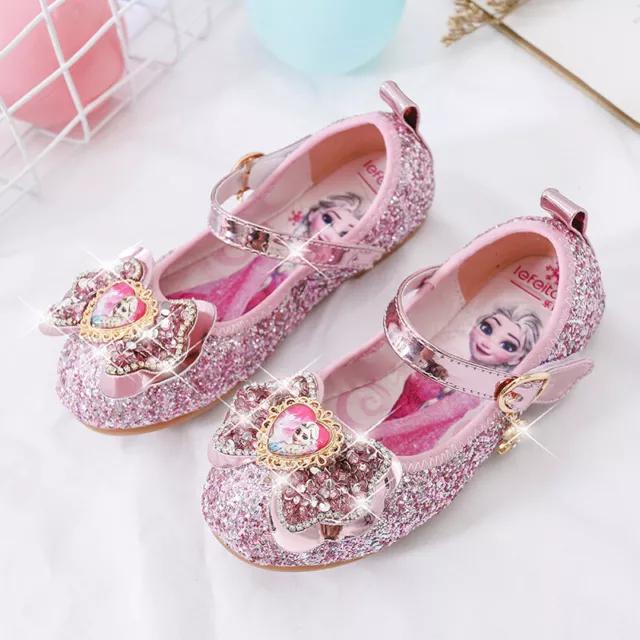 Elsa Frozen2 Kinder Prinzessin Mädchen Pailletten High Heels Glas Kristallschuhe