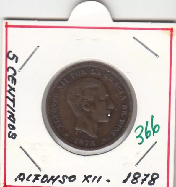 Cre0366 Moneda España Alfonso Xii 5 Centimos 1878