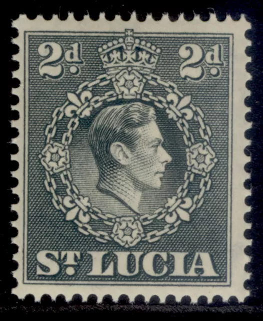 ST. LUCIA GVI SG131, 2d grey, NH MINT. PERF 14½ X 14