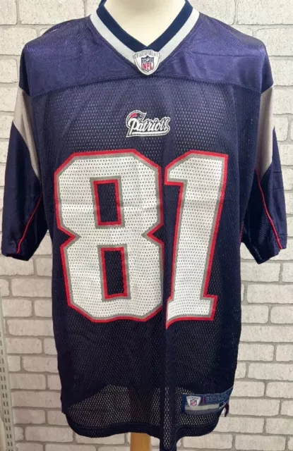 New England Patriots Mens NFL REEBOK Shirt - 81 MOSS on back, Large