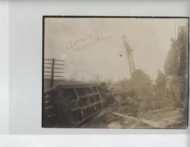 Mounds Ill Original Photo Train Wreck Vintage 6 1/2 X 8 1/2 Inch Railroad 1929