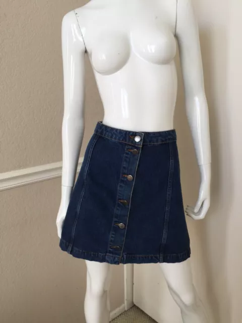 TOPSHOP MOTO Button Front A-Line Denim Mini Skirt Sz 32