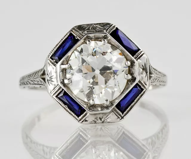 Art Deco Style Simulated Diamond Vintage Inspired Engagement Ring In 925 Silver