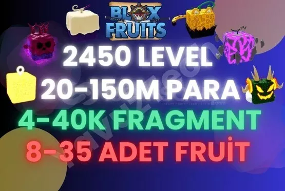 Blox Fruits, Max Level Account (2450), Rumble, 7M+ Beli, 33K+ Fragments