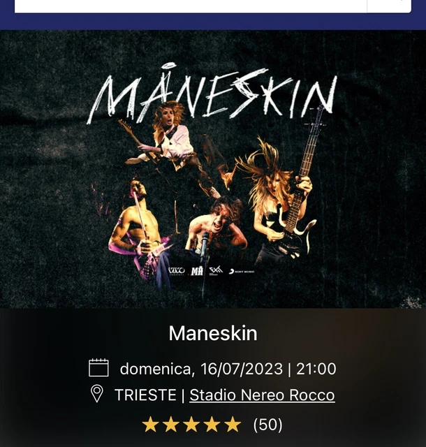 1 biglietto gold concerto Trieste 16/07/2023 maneskin