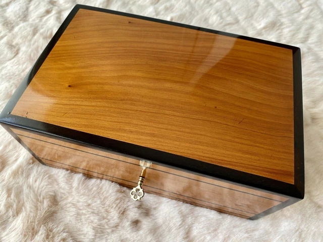 Boîte à bijoux, grande boîte à bijoux en loupe de bois verrouillable avec...