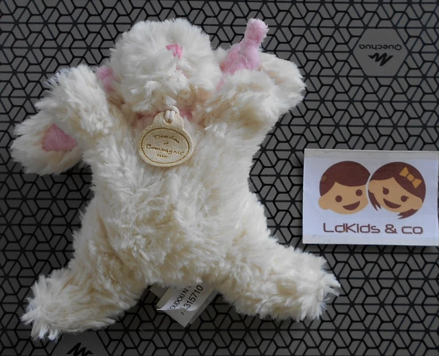 DOUDOU et COMPAGNIE PELUCHE LAPIN BONBON BLANC / ROSE 16 cm D1243