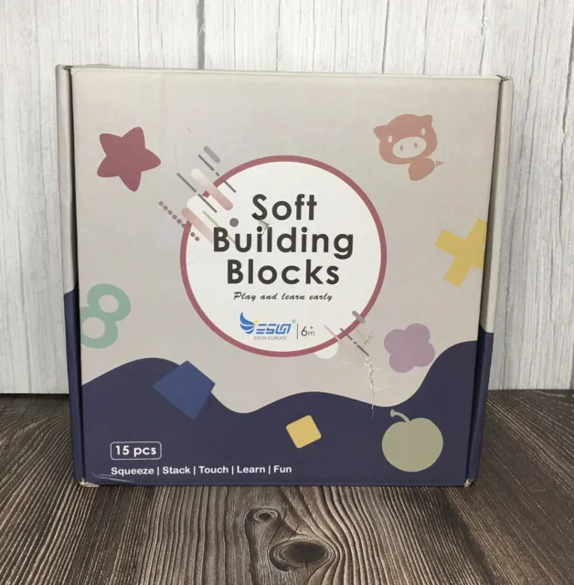 BOBXIN 15 PCS Baby Blocks Toys Soft Stacking Montessori Sensory... set