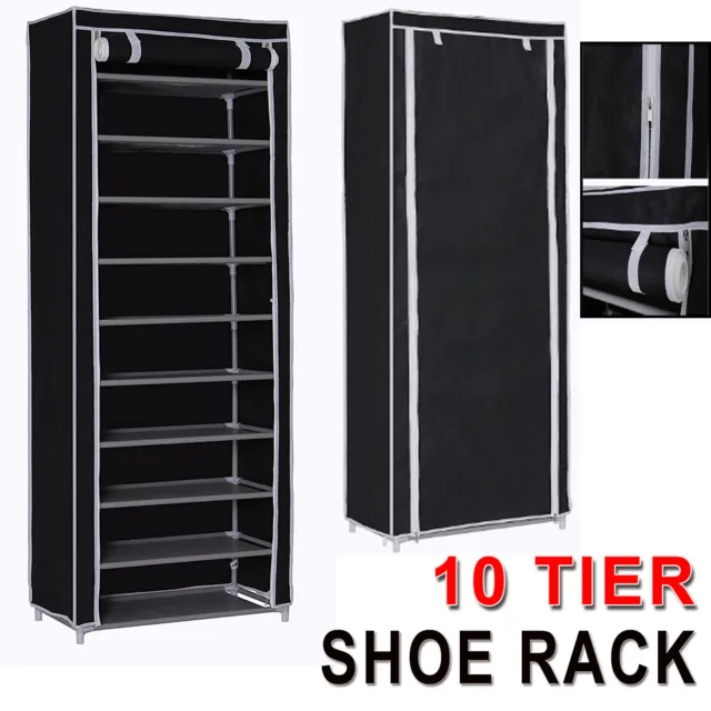 10 Tier Shoe Rack Storage Cabinet Portable Organizer Wardrobe Cover For Shoe AUS