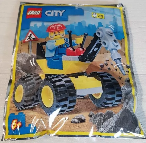 City LEGO Polybag Set 952202 Workman Mini Figurine + Tarière Pack Feuille Rare