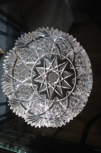 American Brilliant Cut Glass: Early Fine Geometric 9" bowl--Mt. Washington?  A+