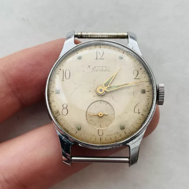 RARO Orologio Vecchio POBEDA ANNI '50 URSS Sovietico Vintage 2MCHZ Retro Da Collezione Uomo