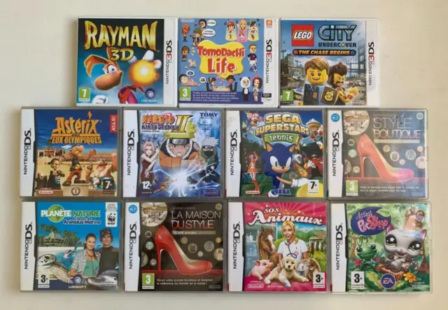 Lot de 11 boîtes de jeux Nintendo DS / 3DS
