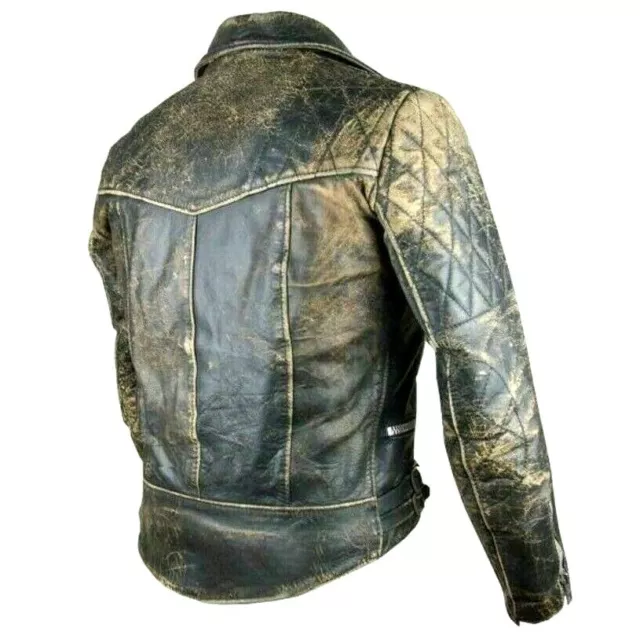 Giacca in vera pelle retrò 2 vintage Cafe Racer, marrone effetto invecchiato / XS-5XL
