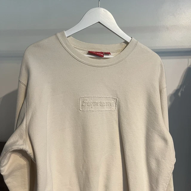 SUPREME CUT OUT Logo Crewneck Natural Size L ✓ 100