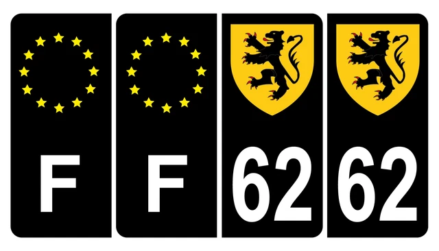 Lot De 4 Autocollants Plaque Immatriculation - Drapeau Vendéen 85 BIS Noir & F Europe