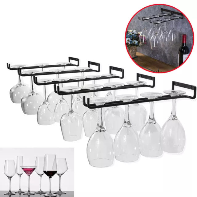 Wine Glass Cup Holder Hanging Bar Hanger Steel Wine Rack Shelf Champagne Storage