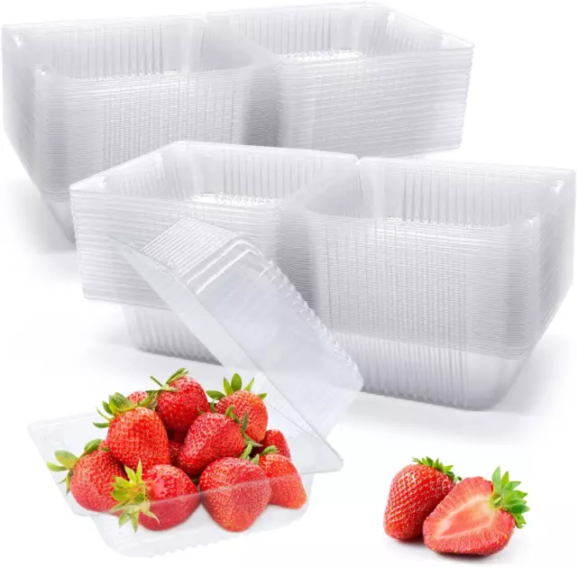 100 Pack Clear Plastic Take Out Container,Square Hinged Food Container,Dessert C