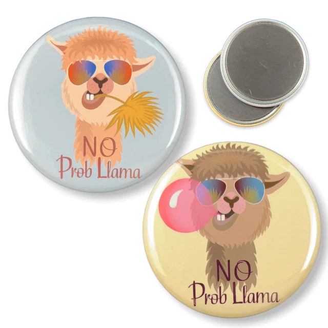 2.25 Inch Magnets Set of 2 Cute No Prob Llama Kitchen Fridge Whiteboard