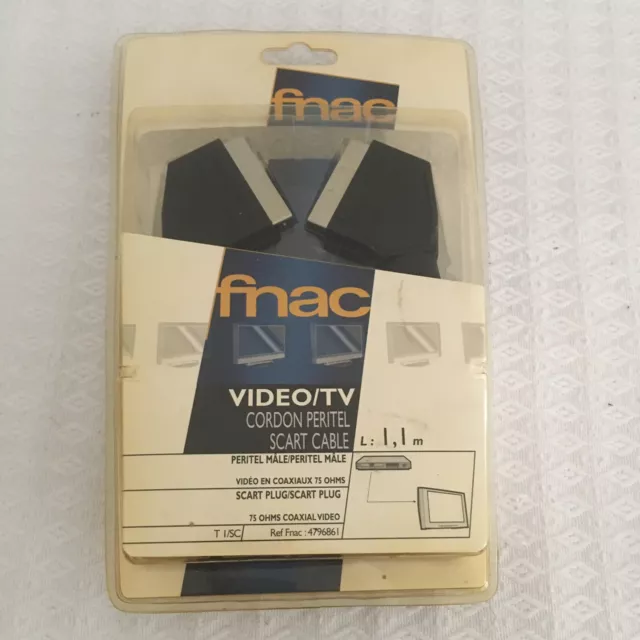 FNAC - Câble prise péritel - 1,1m MALE/MALE - 21 BROCHES - VHS, DVD - Neuf ✅👍