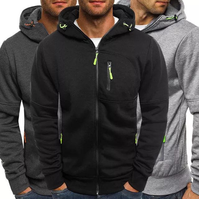 Men's Heavyweight Zip Up Hoodie Sweatshirt Winter Fleece Long Sleeve Warm Jacket