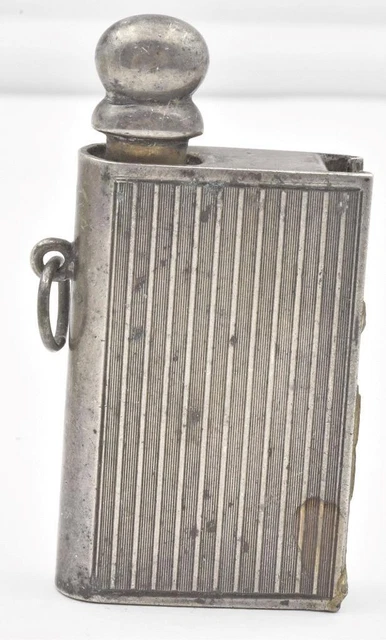 Antique 900 Solid Silver Architectural Design Match Striker Case Vesta Engraved