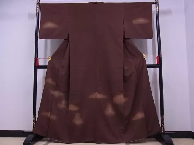 Gorgeous! Wine red tsumugi silk homoungi vintage Japanese kimono WIDE SIZE