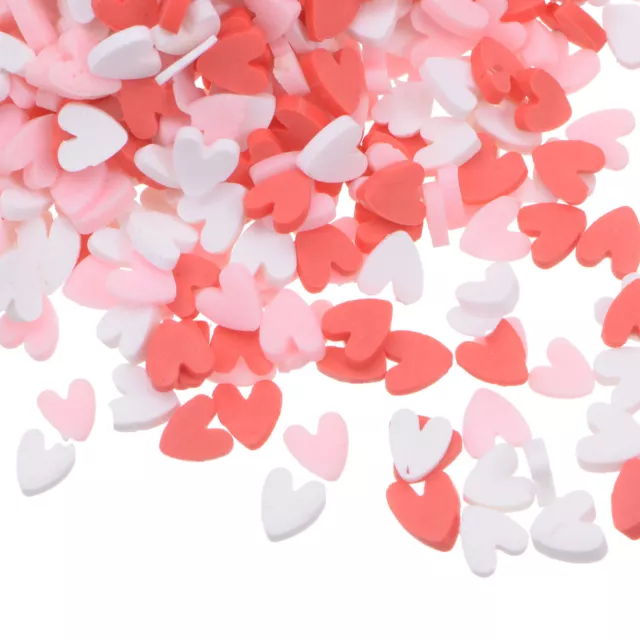 200g Heart Slices Polymer Slices, 5mm Clay Slices, Light Red, Pink, White