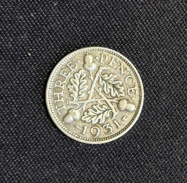 1931 UK Silver 3 Pence Average Circulated Condition & Highly Collectible!