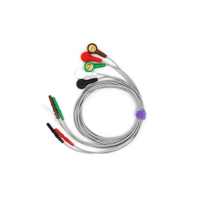 10Pcs/Pack 5Lead ECG EKG Cable Reusable Leadwires,Snap For ECG EKG Machine