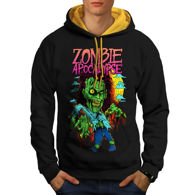 Wellcoda Zombie Apocalypse Horror Mens Contrast Hoodie,  Casual Jumper