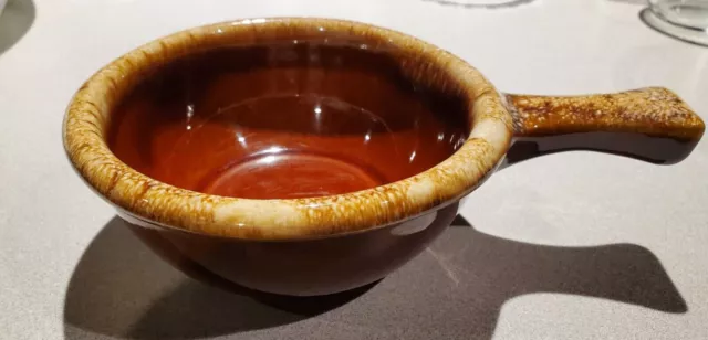 Vintage Hull Pottery Brown Oven Proof French Onion Soup Chili Bowl Glossy Glaze 