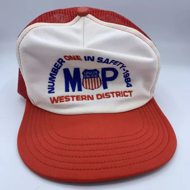 Vtg Union Pacific Trucker Hat Snap Back Railroad #1 Safety Western District 1984