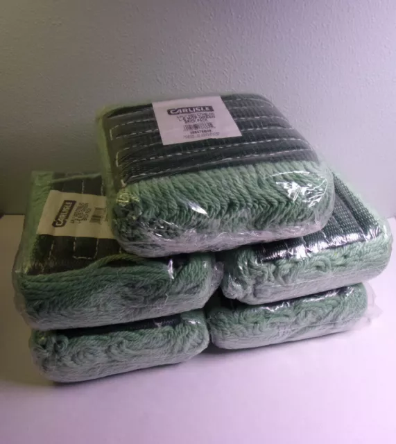 Carlisle LOT x5 Sealed Mop Head Green Brick Pack 4-Ply Med Cotton Blend