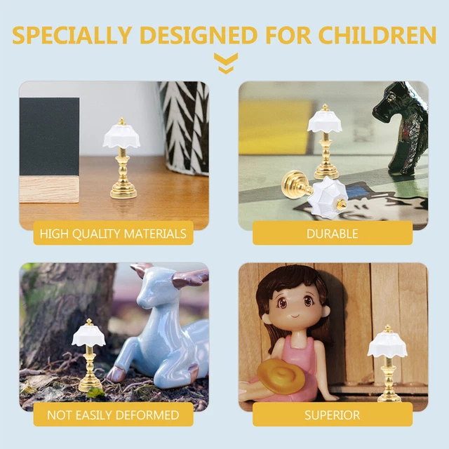 3 PCS DOLLHOUSE Wall Lights Dolls Plates and Cups Table Lamp Bedside