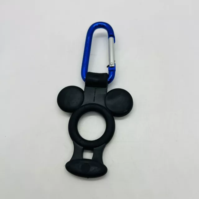 Disney World Blue Carabiner Clip Black Bottle Holder Mickey Mouse Ears Unique