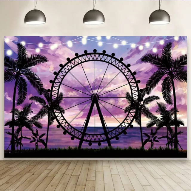 Ferris Wheel coconut Tree Birthday Backdrop Banner Photo Background Party Decor