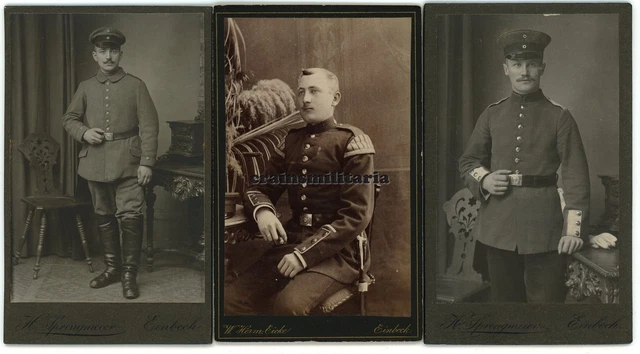 3x Orig. Foto CDV Portrait Soldaten in EINBECK ua Musiker - Studio Springmeier