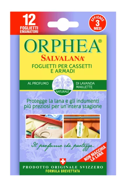 4x Orphea Salvalana Foglietti Cassetti e Armadi Protegge Lana e Fibre  Naturali Profumo di Fiori