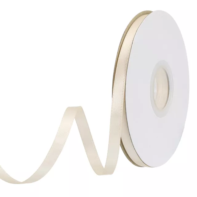1/4" 25 Yard Double Faced Solid Satin Ribbon Polyester Fabric Beige