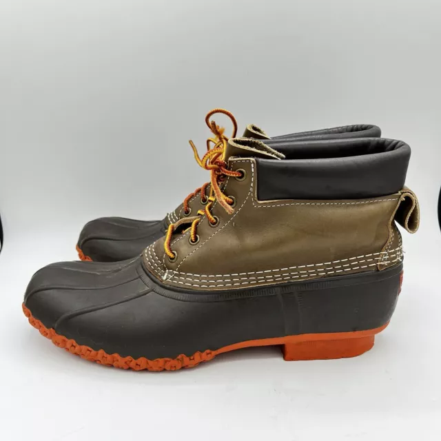 MEN'S L L Bean Brown Leather Lace Up Duck Bean Boots Size 12-13 Hunter ...