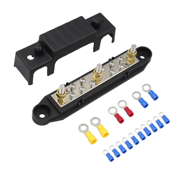 Borniers De Batterie 12V/24V - Lot De 4 Pièces Rouge Et Noir - Goujons M8 - Pour Camping-car Solar