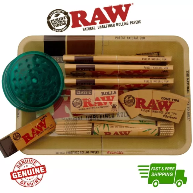 RAW Mini Rolling Tray Gift Set Classic Papers Filter Tips Mat Rolls Rips