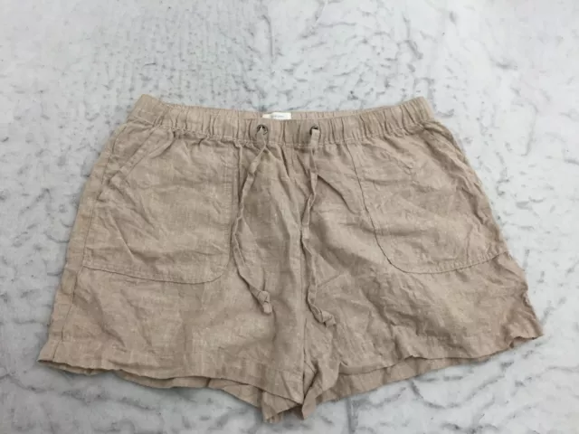 C&C California Linen Shorts Womens XL Beige Drawstring Elastic Waist Pockets