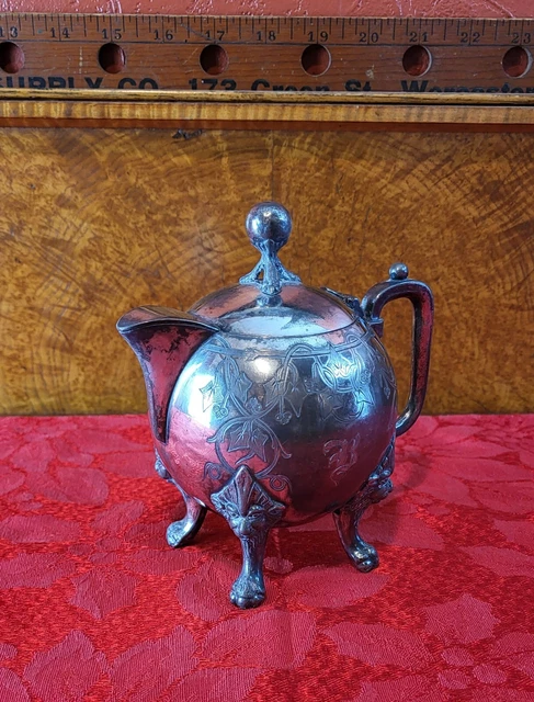 Antique Ornate Rogers Smith & Co New Haven Conn. Silverplate Tea Pot/Creamer #17