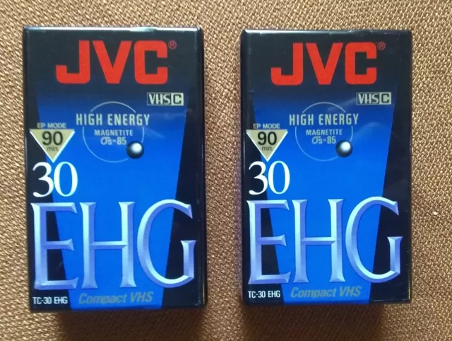 2 New Sealed JVC VHS-C High Energy EHG 30 Pro 90 min TC-30 Compact Tapes