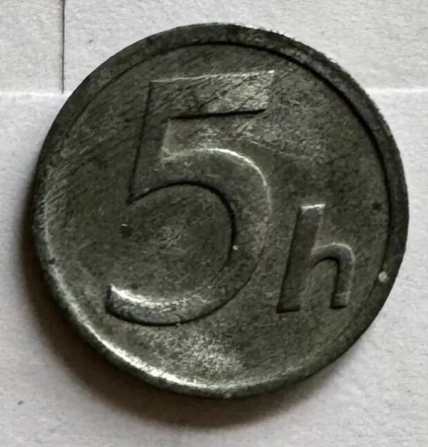 1942 - SLOVAKIA  - 5  ( FIVE )  HALIEROV ZINC COIN - SUPER RARE - aUNC - NR